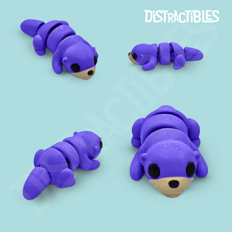 Distracties Otter - Belly Down - 3D Printed Articulated Toy Fidget Friend