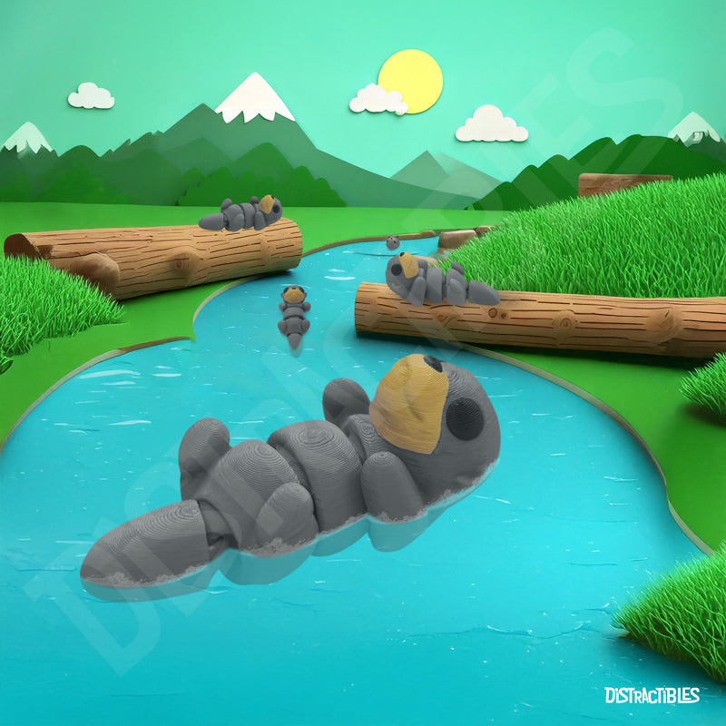 Distracties Otter - Belly Up - 3D Printed Articulated Toy Fidget Friend