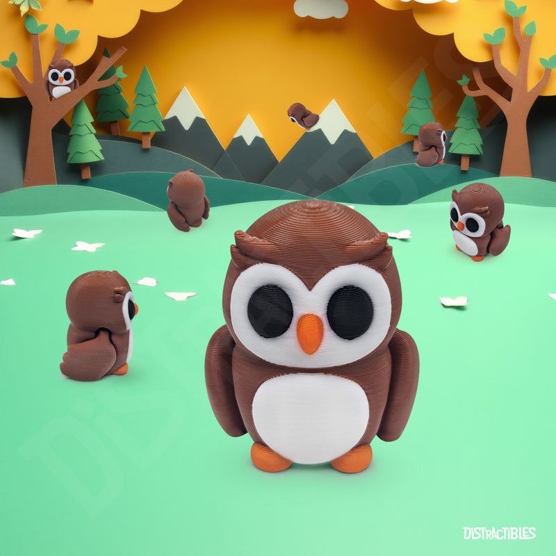Distracties Owl - 3D Printed Articulated Toy Fidget Friend