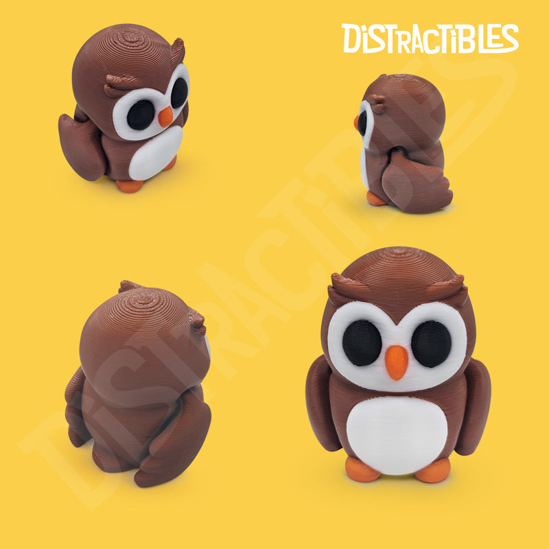 Distracties Owl - 3D Printed Articulated Toy Fidget Friend