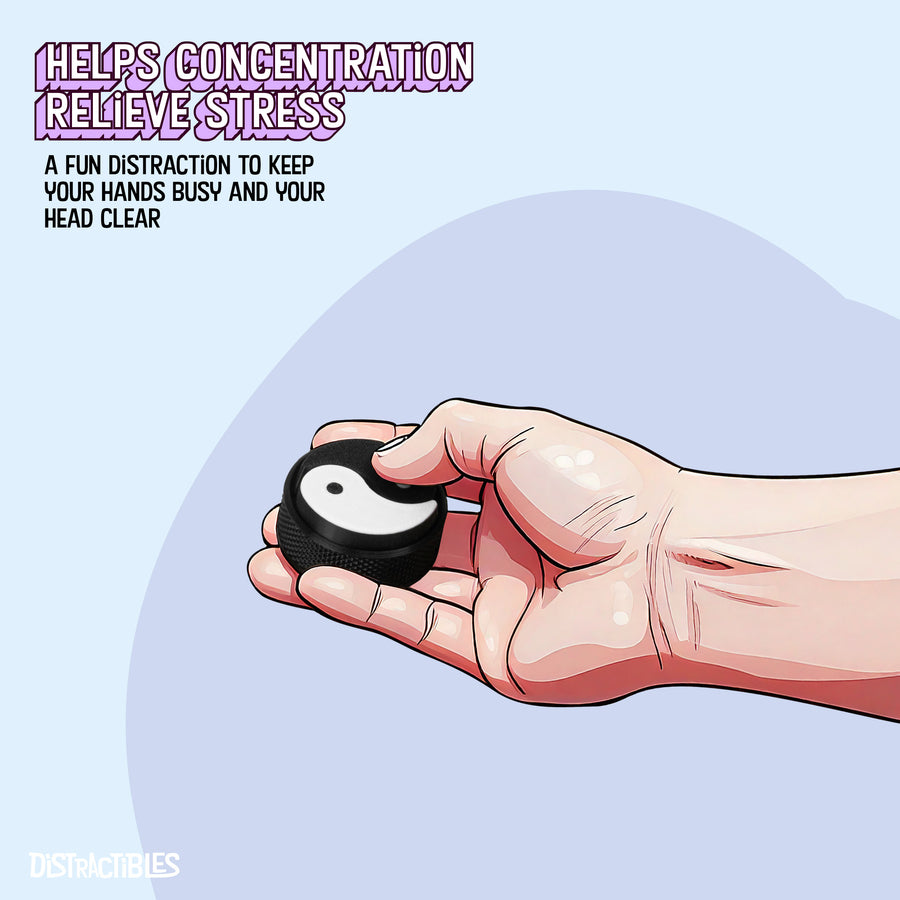 Yin Yang Fidget Clicker Toy with Satisfying Click, 2-Pack with Lanyard, Black and Blue, Reduce Stress & Anxiety