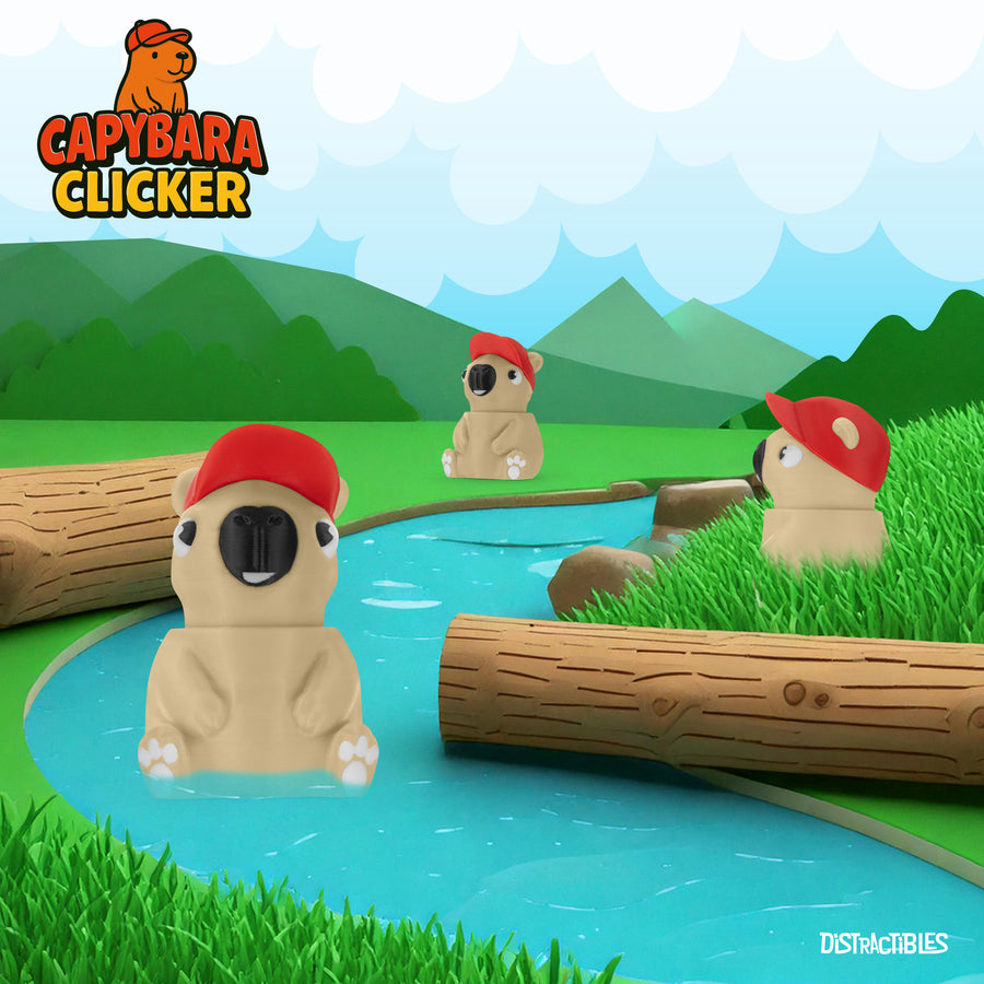 Capybara Fidget Toy - Articulating Design with Integrated Clicker, Pocket-Sized & Durable, Stress Relief, ADHD, Autism & Stim