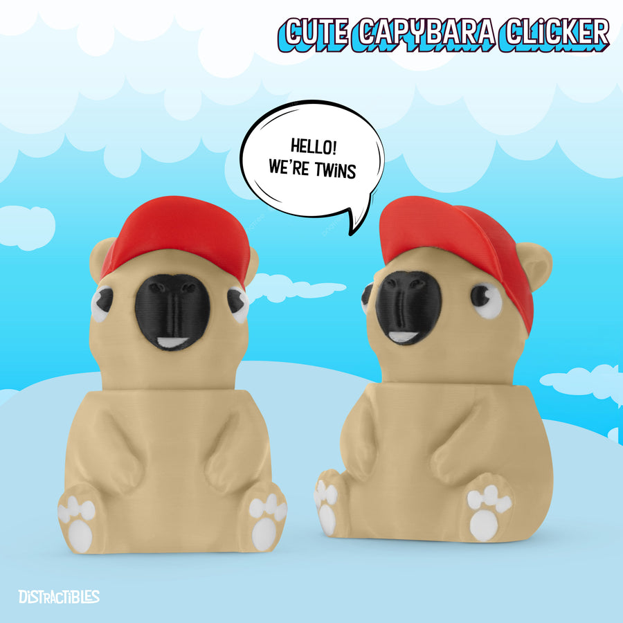 Capybara Fidget Toy - Articulating Design with Integrated Clicker, Pocket-Sized & Durable, Stress Relief, ADHD, Autism & Stim