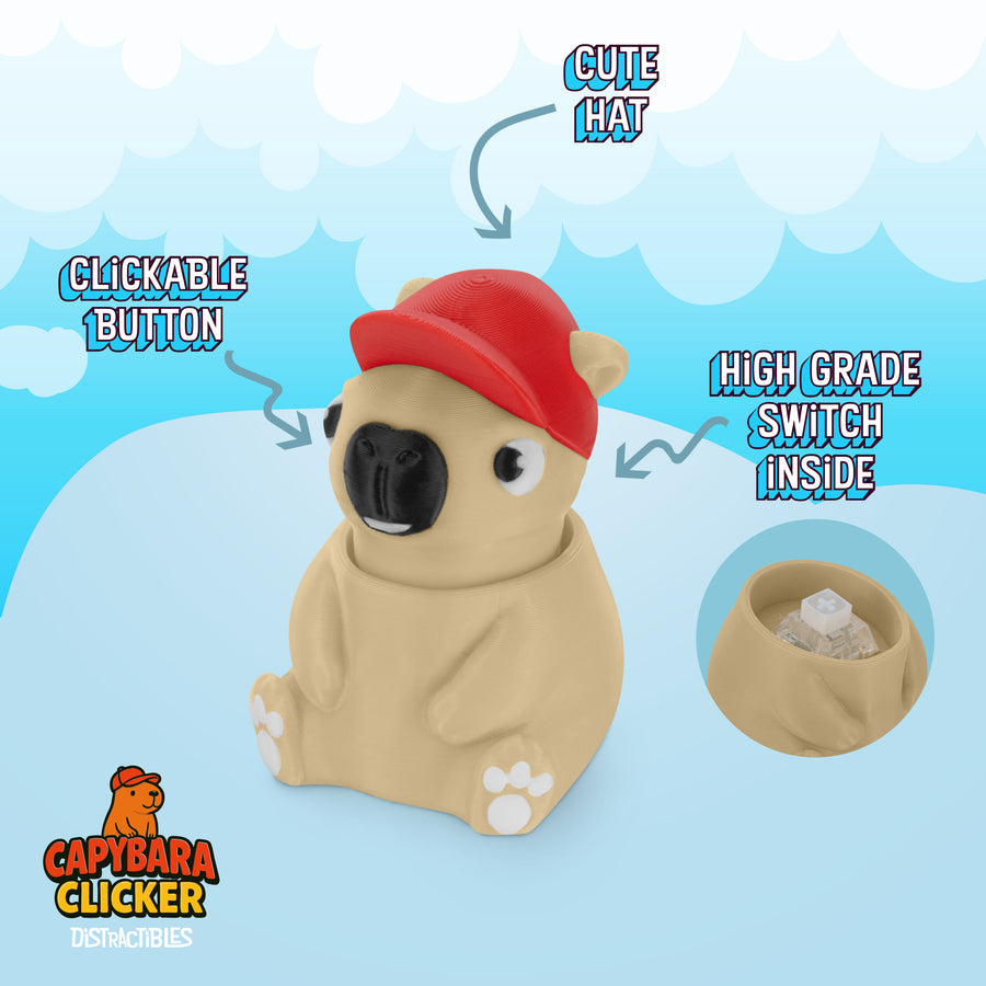 Capybara Fidget Toy - Articulating Design with Integrated Clicker, Pocket-Sized & Durable, Stress Relief, ADHD, Autism & Stim