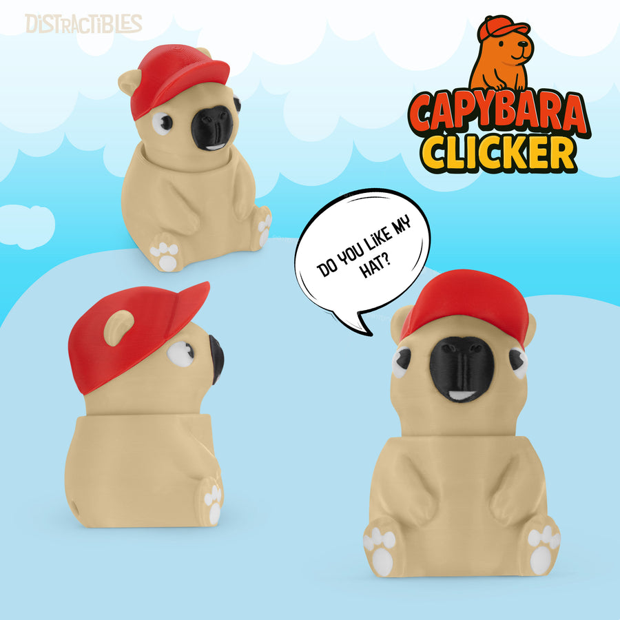 Capybara Fidget Toy - Articulating Design with Integrated Clicker, Pocket-Sized & Durable, Stress Relief, ADHD, Autism & Stim